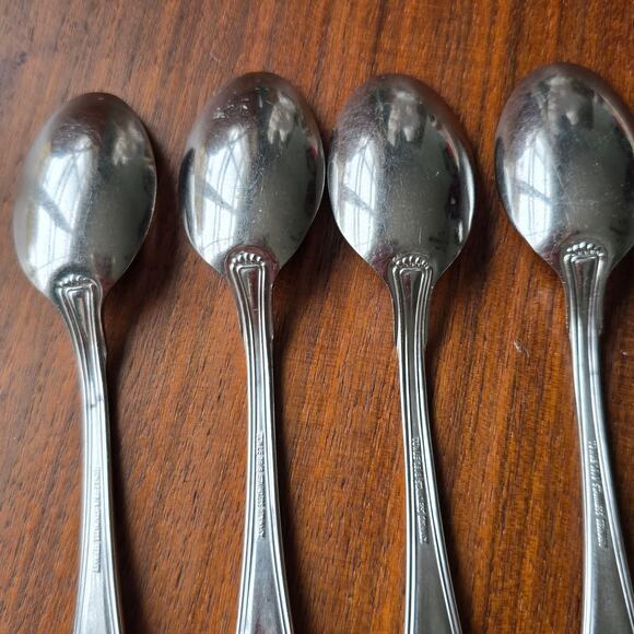 Towle Hamilton Teaspoons Stainless Steel Germany 18/8 Satin Handle Set of 4 - Picture 6 of 7